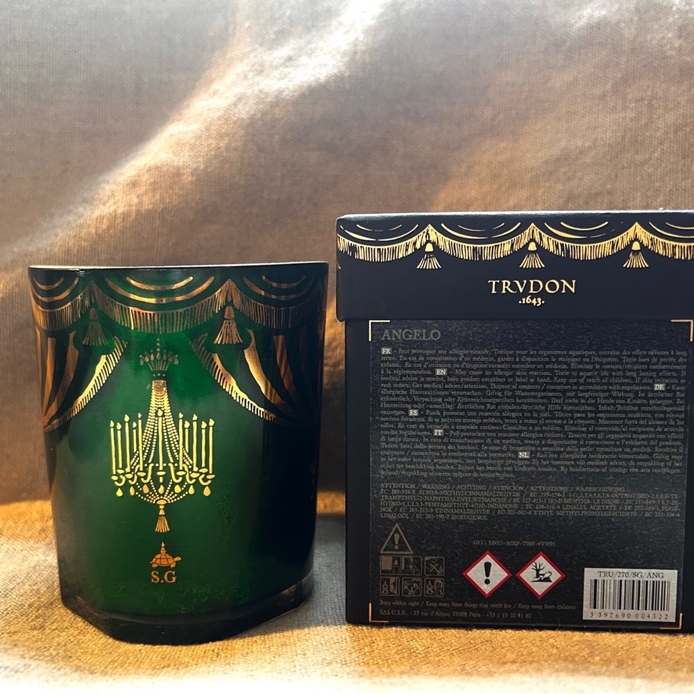Trudon empty Angelo green and gold luxury candle vessel. - Picture 11 of 12